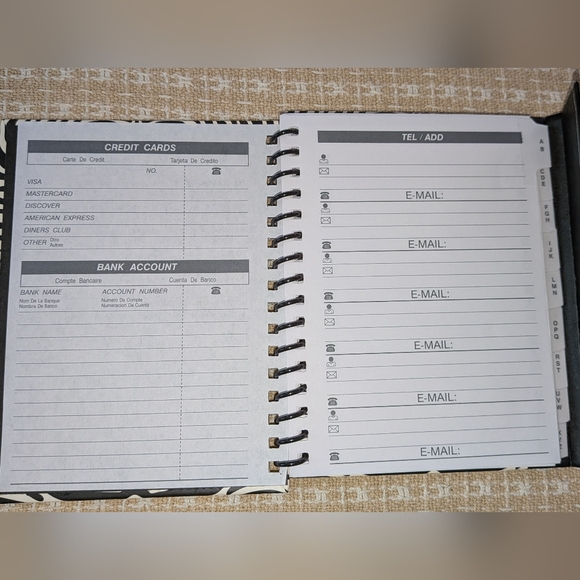 Zebra Print Address Book with Black Ribbon - Picture 3 of 4